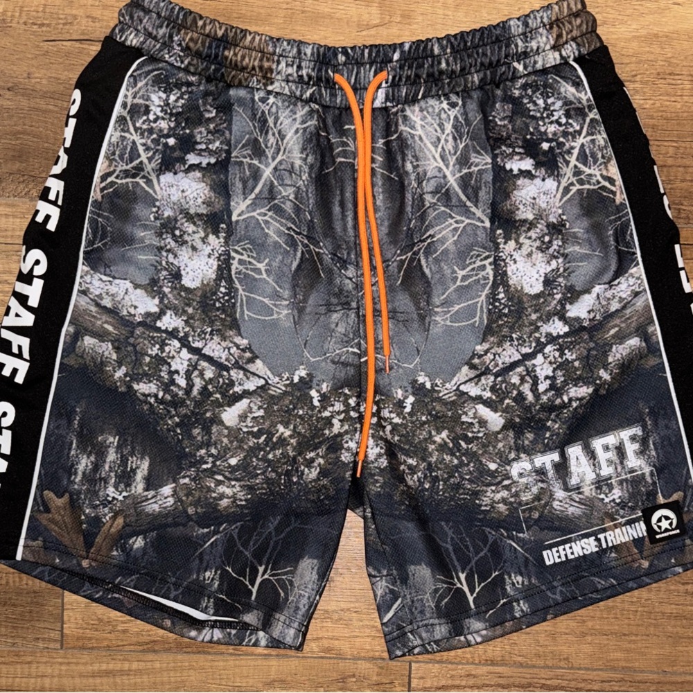 STAFF staffworkforce g59 Camouflage Athletic Shorts with Orange Drawstring